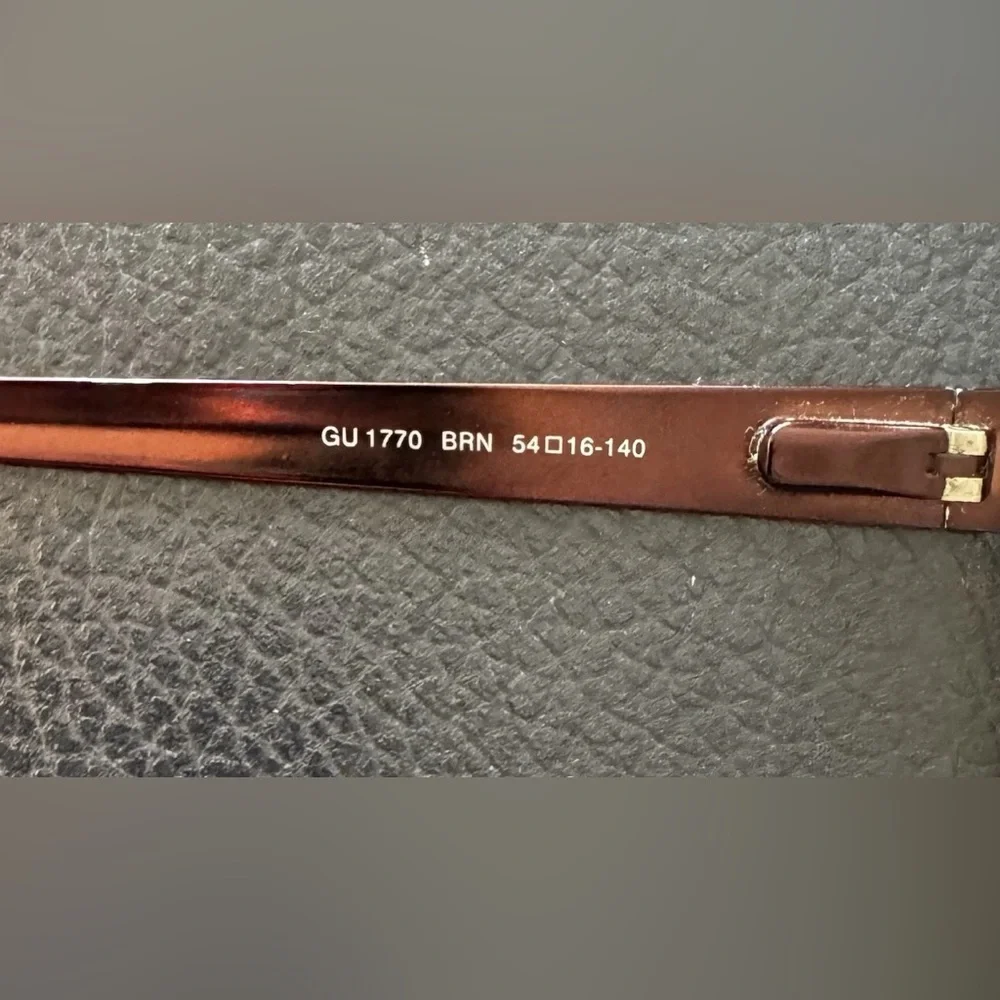 Guess GU 1770 Brown Metal Rectangle Full Rim 54-16-140 Eyeglass Frames Only